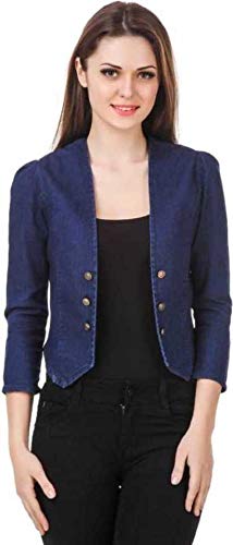 Kanzul -Fashion Passion 3/4 Sleeve Solid Women Denim Jacket