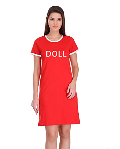EMDYY Ⓡ Pure Cotton Knee Length A-Line Bodycon Ringer Dress for Women and Girls |Design - Doll|