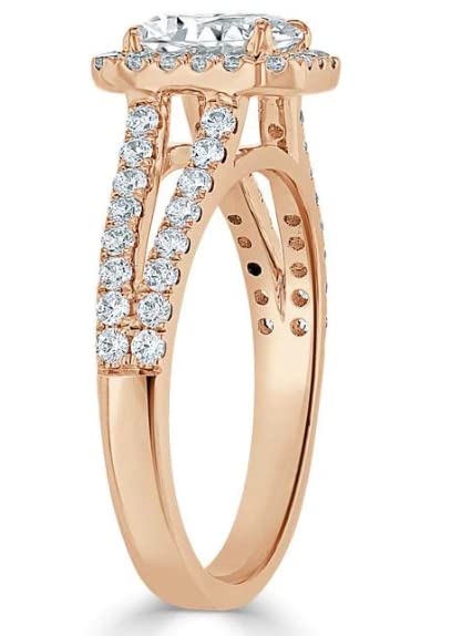 Empirical Jewels Rose Gold Diamond vvs1 Brilliant Emerald Shape Elegant Classic Engagement Ring for Women Golden Pure Asli Hire Ki Angoothi Real Heera Stone Original Certified Heere Kee Angoothee