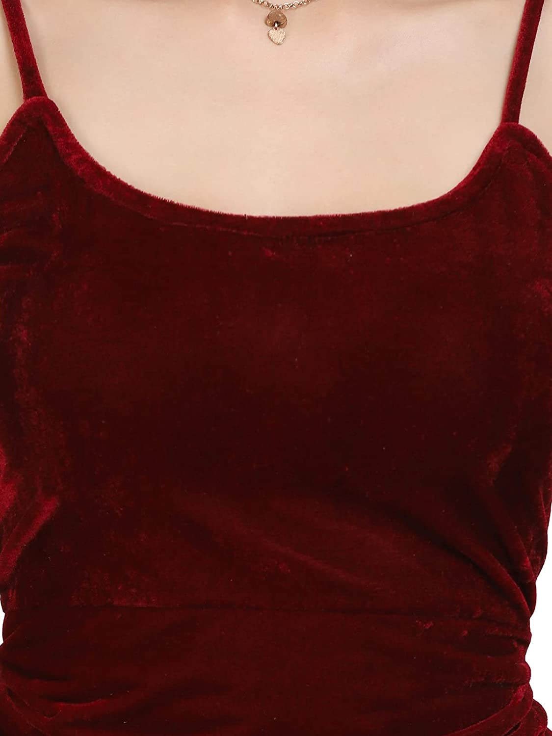 SIRIL Women's Solid Stretchable Bodycon Velvet Dress