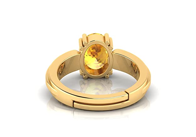 Akshita gems 13.25 Ratti 12.00 Carat Unheated Untreatet A+ Quality Natural Yellow Sapphire Pukhraj Gemstone Gold Plated Ring for Women's and Men's