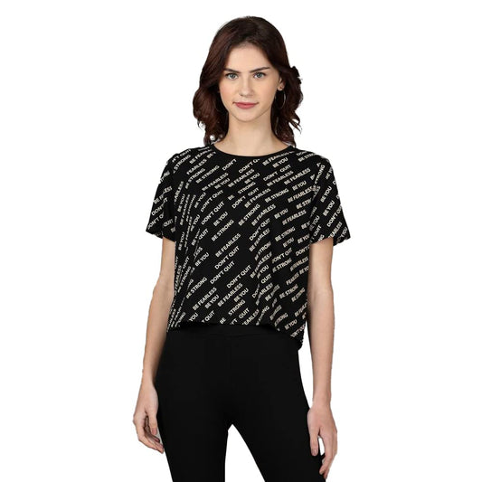 ALTLIFE by Shoppers Stop Printed Polyester Blend Round Neck Womens Active Wear T-Shirt