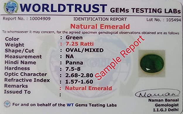 Sidharth gems 3.25 Ratti 2.00 Carat Certified Natural Emerald Panna Panchdhatu Adjustable Rashi Ratan Gold Plating Ring for Astrological Purpose Men & Women