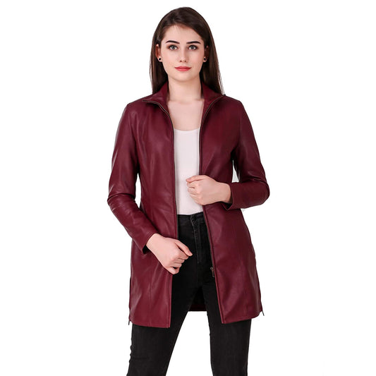 Leather Retail Women's Solid Regular Jacket