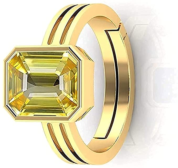 Akshita gems 6.25 Ratti 5.00 Carat Unheated Untreatet A+ Quality Natural Yellow Sapphire Pukhraj Gemstone Gold Plated Ring for Women's and Men's