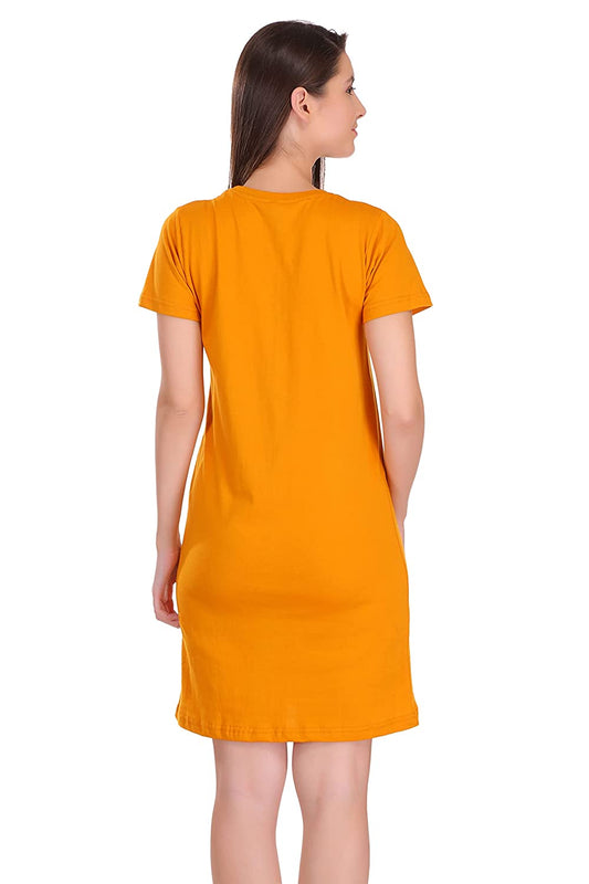 EMDYY Ⓡ Pure Cotton Knee Length A-Line Bodycon Ringer Dress for Women and Girls |Design - Make It Happen |
