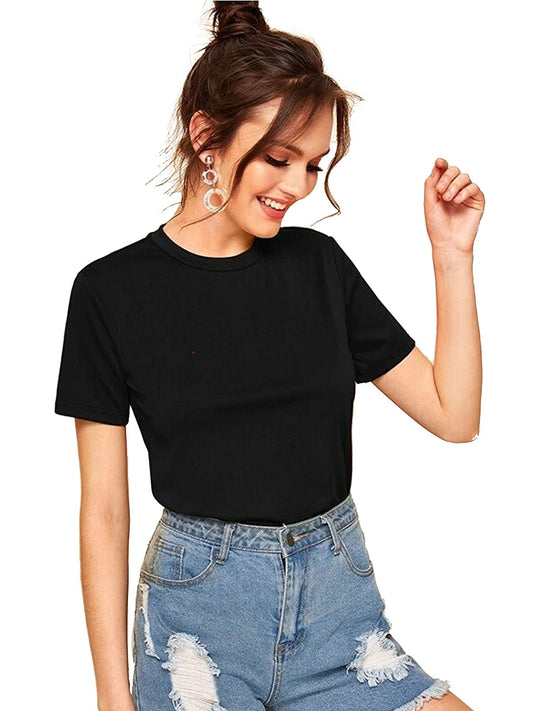 YOUNG TRENDZ Women Plain Cotton T-Shirts |Women's 100% Cotton Solid Regular Fit Round Neck Half Sleeve Tshirt | Casual T-Shirt| Basic Plain Tshirt for Women | S M L XL