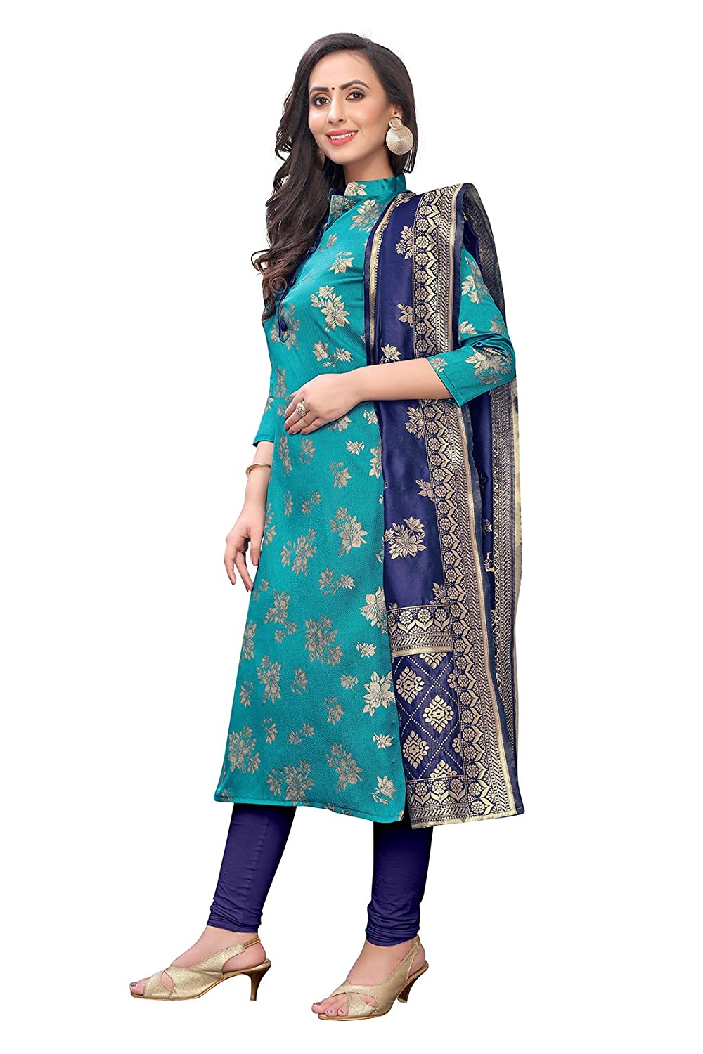 Being Banarasi women's floral woven cotton silk dress materia