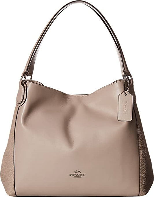 COACH Womens Mixed Leather Edie 31 Shoulder SV/Grey Birch Shoulder Bag