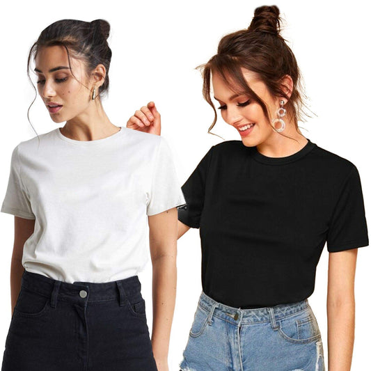 YOUNG TRENDZ Women Plain Cotton T-Shirts
