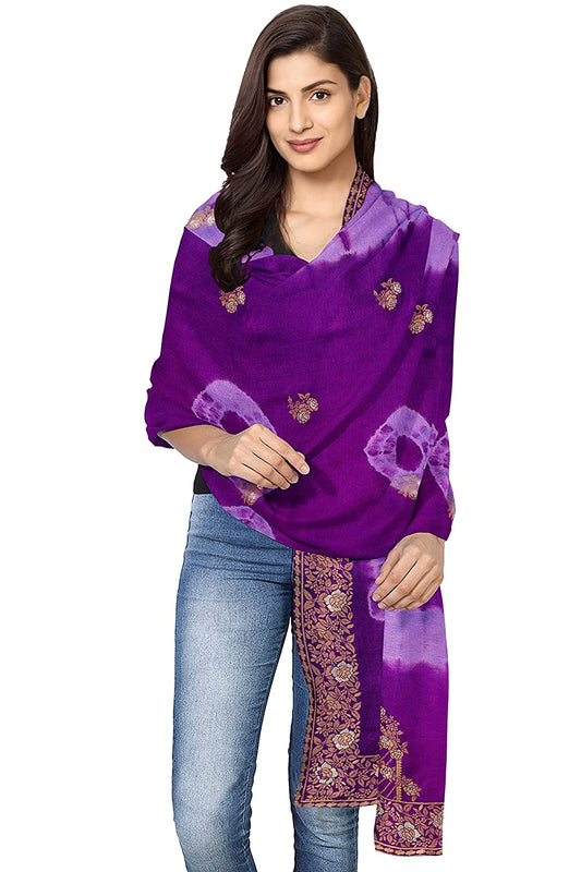 VOGZY.COM Beautiful Silk Dupatta With Plain Weave N Border For Women Free Size, Violet Color
