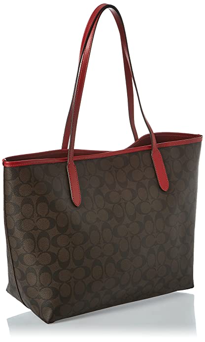 COACH WOMENS City Tote In Signature Canvas, Im/Brown 1941 Red, Large