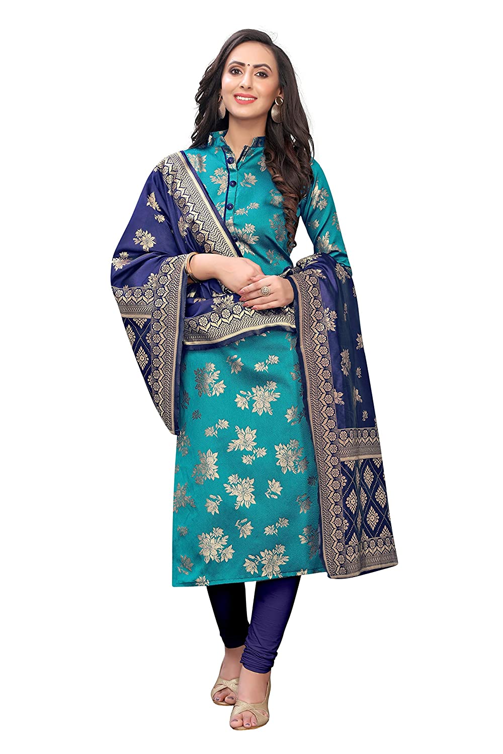 Being Banarasi women's floral woven cotton silk dress materia
