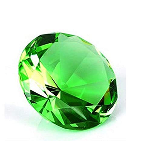 Khushbu Gems 8.5 Carat Diamond Shape A1 Green Color Crystal Glass Paper Weights with Clear Finish