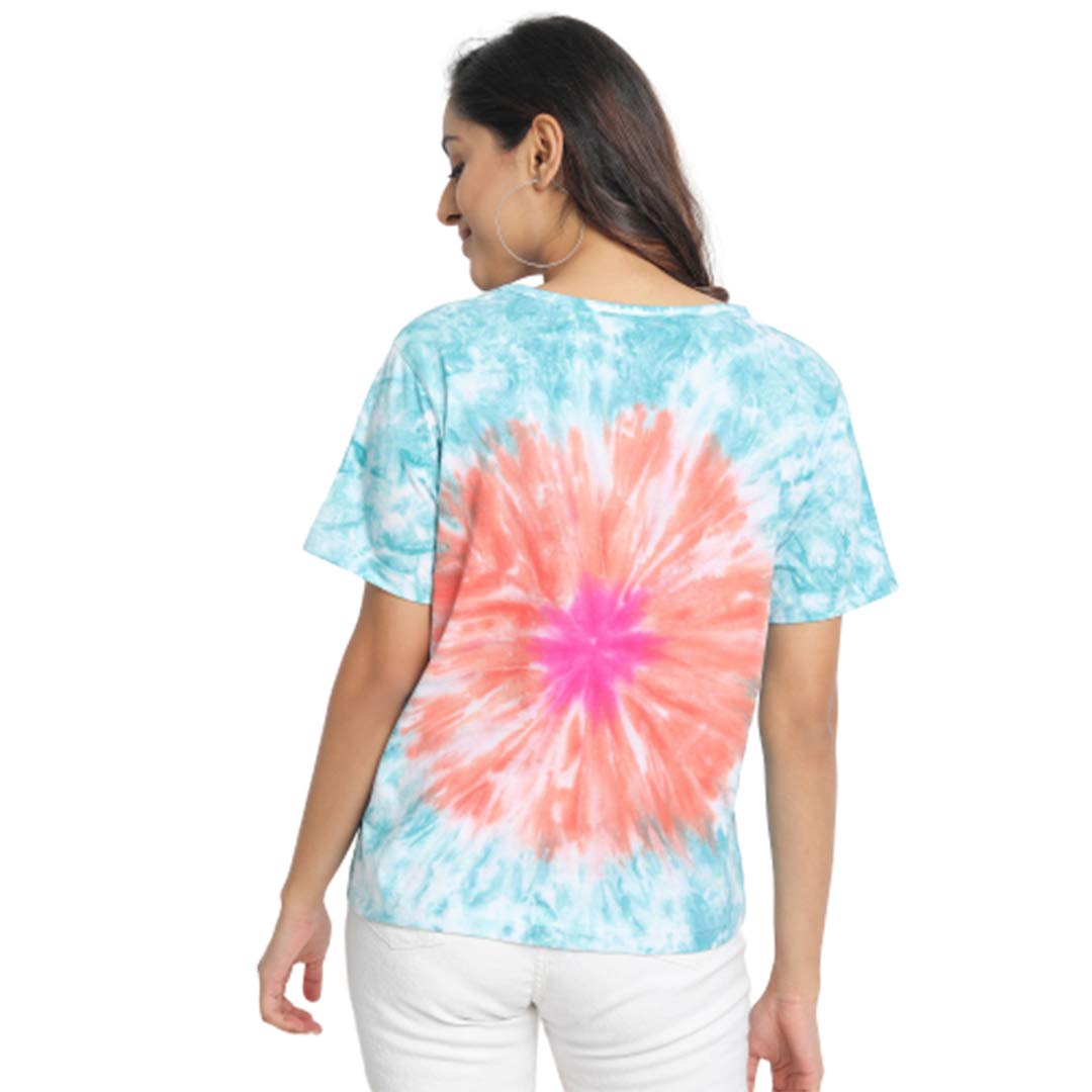 JUNEBERRY® Tie Dye Regular Fit Half Sleeves T-Shirts for Women/Girls