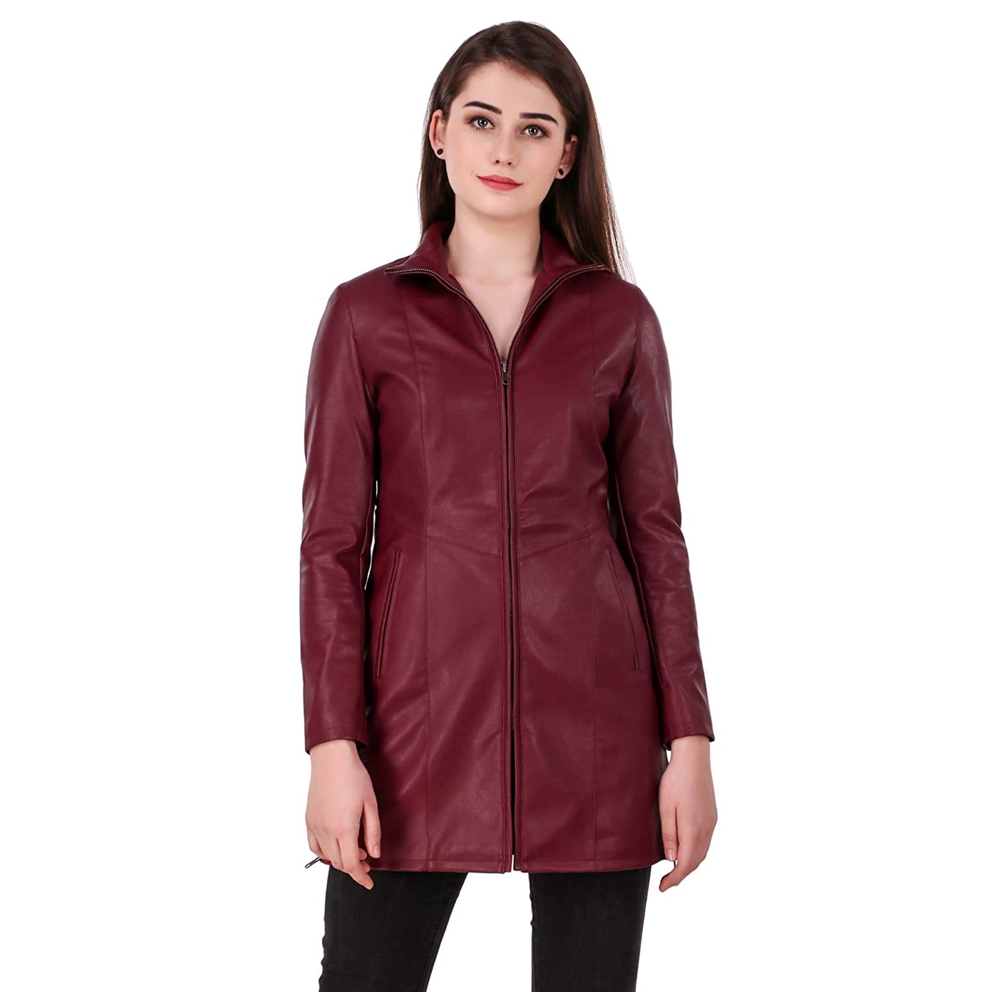 Leather Retail Women's Solid Regular Jacket