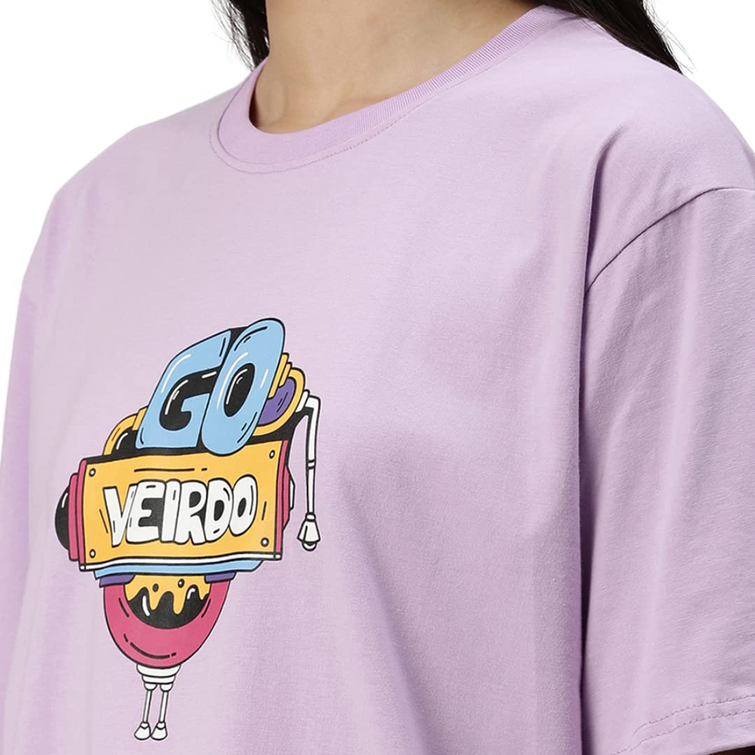 Veirdo Oversized Doodle Printed Tshirt for Men & Women, Oversized Cotton Half Sleeve Womens T-Shirts, Stylish Attractive Over Size Round Neck Half Sleeved Cotton T-Shirts for Men & Women