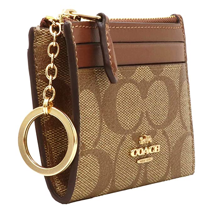 COACH Mini Skinny ID Case Card Coin Key Canvas Classic Wallet Saddle –  TOMEGALLMALL