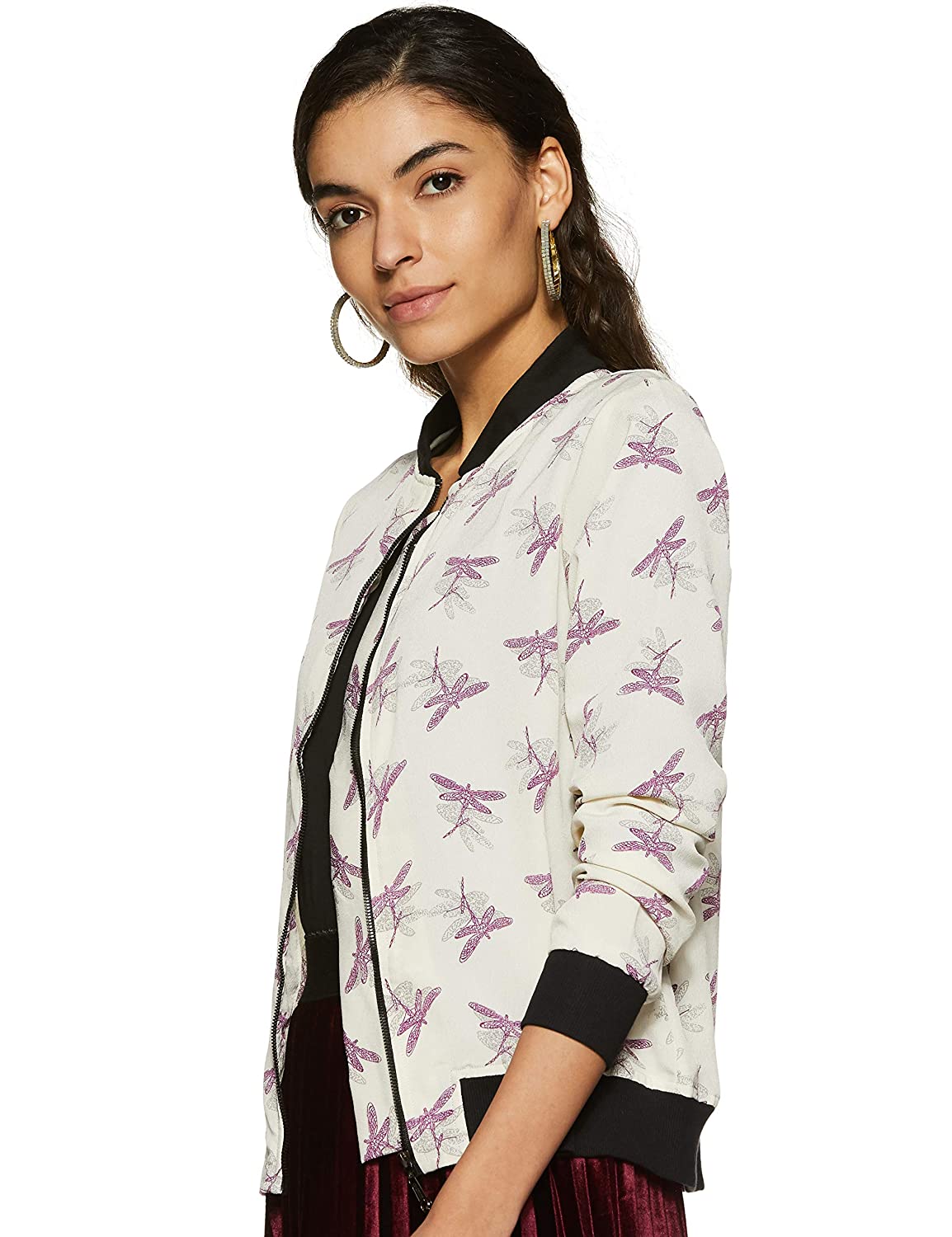 Miss Chase Women's Multicolored Printed Bomber Jacket