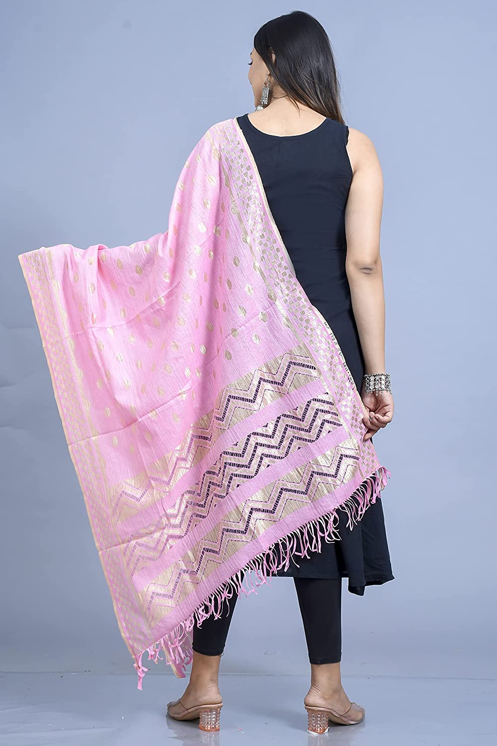 Chaukhat Women's And Girls Designer Rassal Nylon With Self Zari Weaving Dupatta Set 2.25 Mtr Free Size(101-)