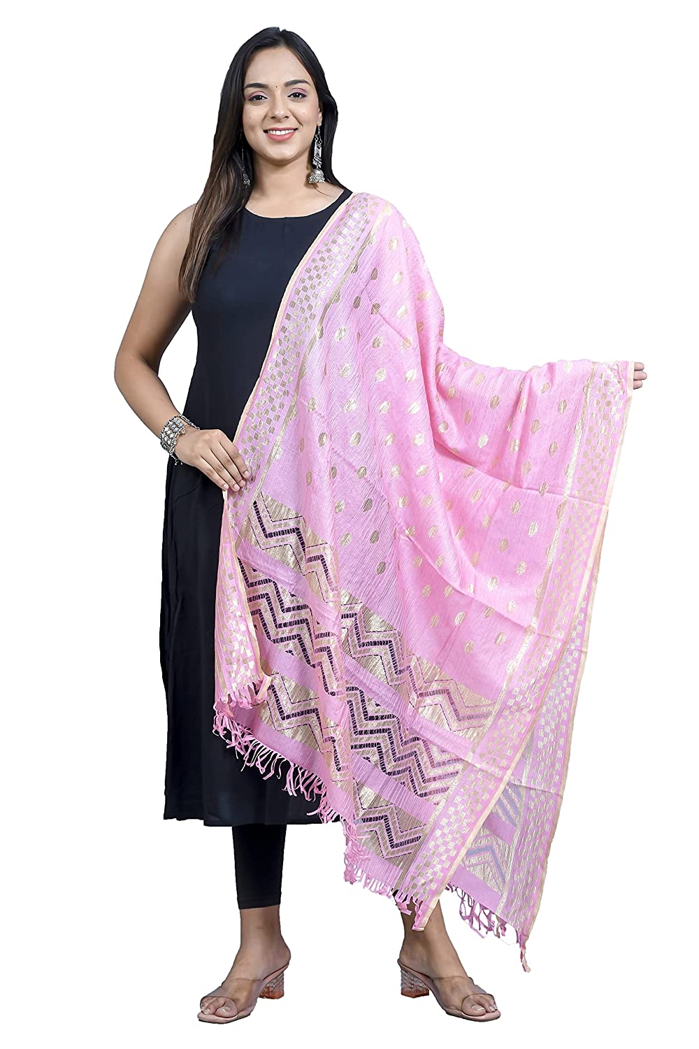 Chaukhat Women's And Girls Designer Rassal Nylon With Self Zari Weaving Dupatta Set 2.25 Mtr Free Size(101-)