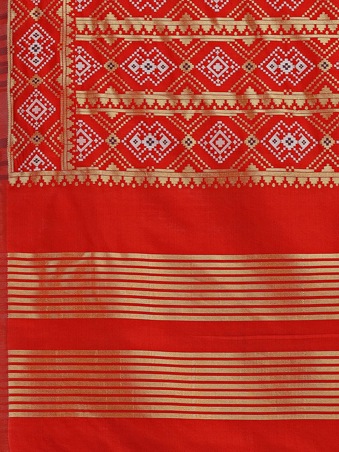DEVANGI Women's Woven Silk Blend Patola ikkat Dupatta/Chunni, Width 45 inch, Length 2.5 meter